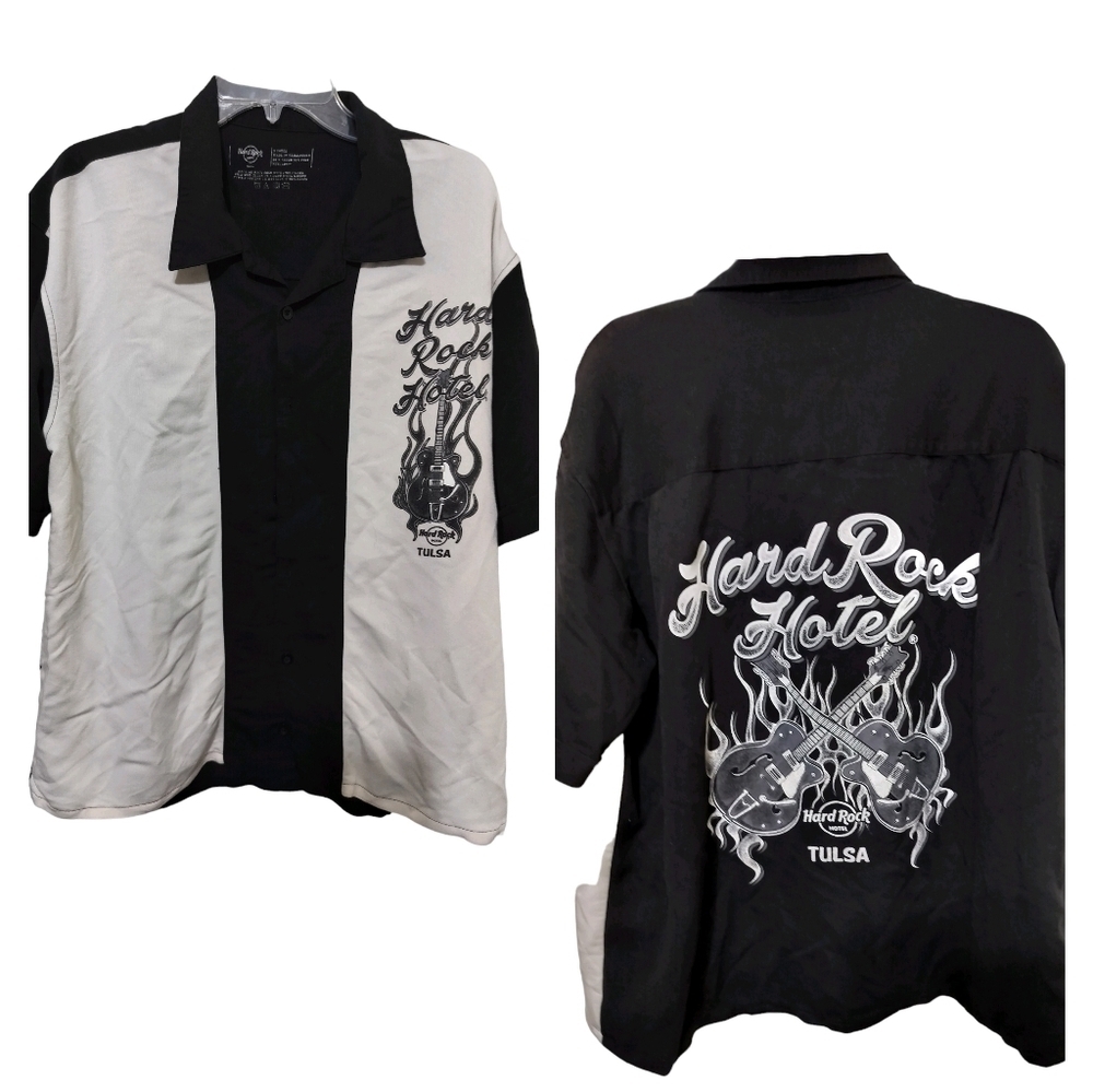 M362) Hard Rock Hotel Tulsa, Oklahoma  Button Up Short Sleeve Shirt Size XL